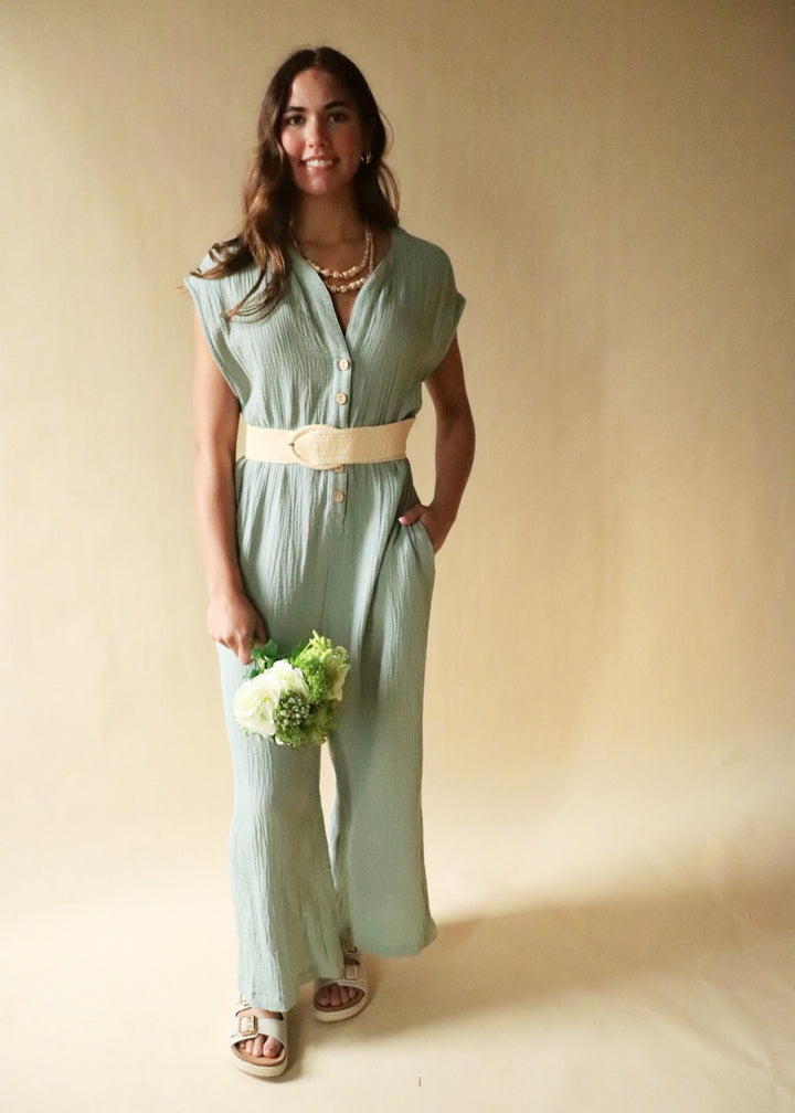 Georgie Gauze Button Down Jumpsuit