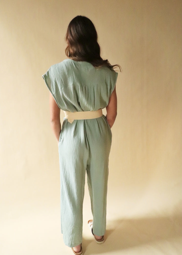 Georgie Gauze Button Down Jumpsuit