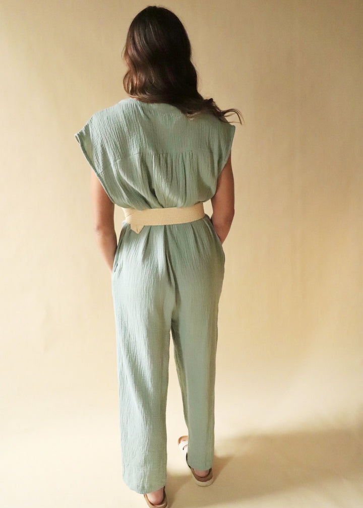 Georgie Gauze Button Down Jumpsuit