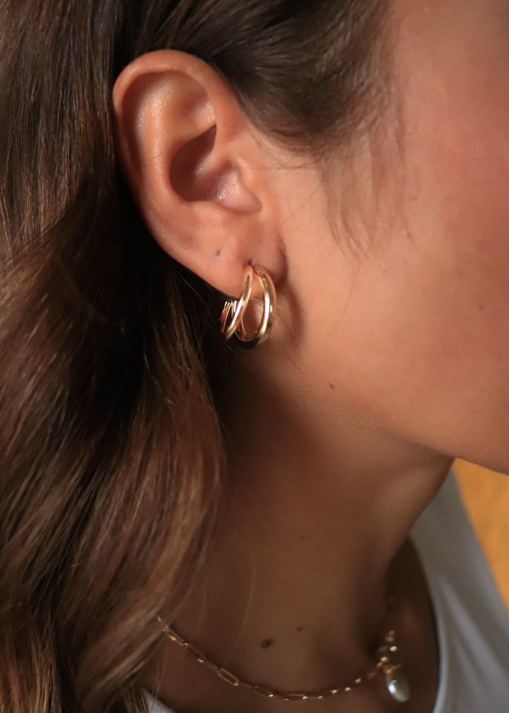 Layered Double Metallic Hoop Earrings