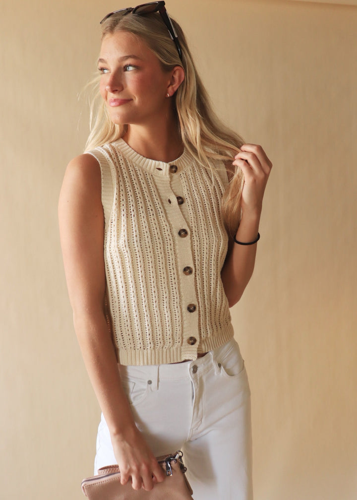Allyson Crochet Sleeveless Sweater