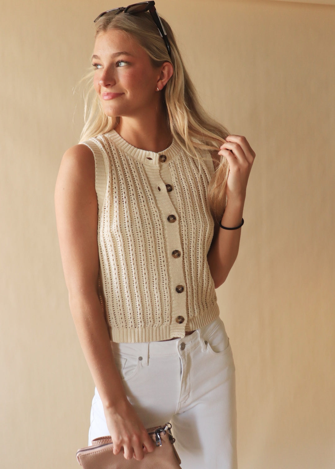 Allyson Crochet Sleeveless Sweater