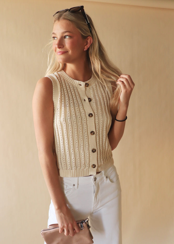 Allyson Crochet Sleeveless Sweater