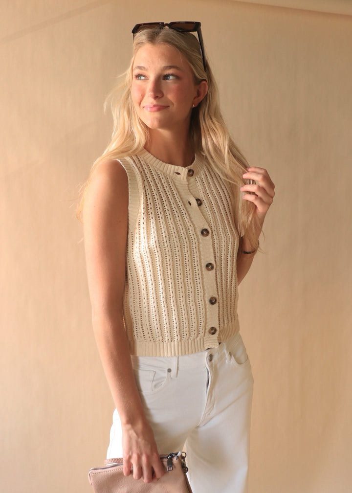 Allyson Crochet Sleeveless Sweater