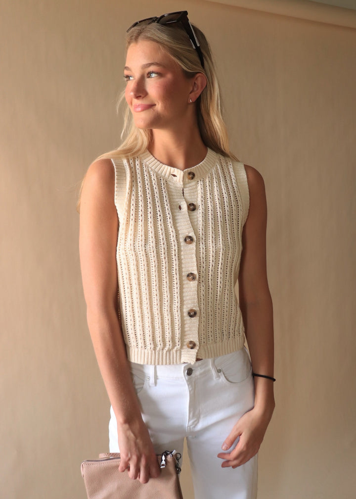 Allyson Crochet Sleeveless Sweater