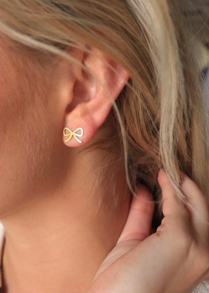 Cute Bow Stud Earrings | Gold