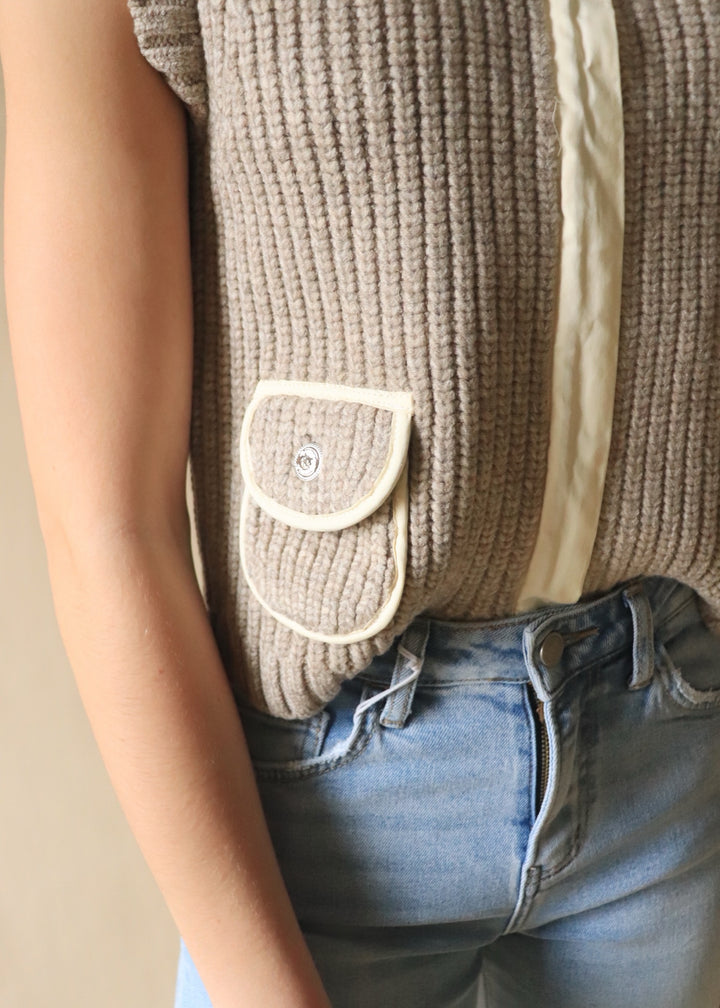 Ottowa Sweater Vest in Mocha + Cream