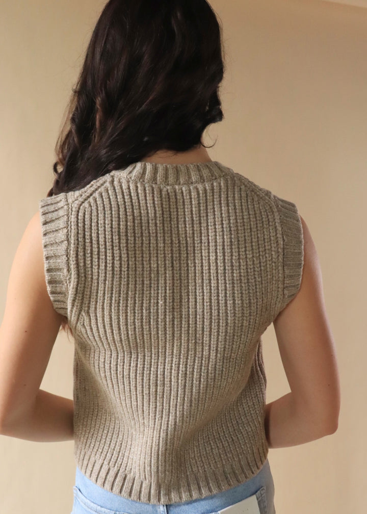 Ottowa Sweater Vest in Mocha + Cream
