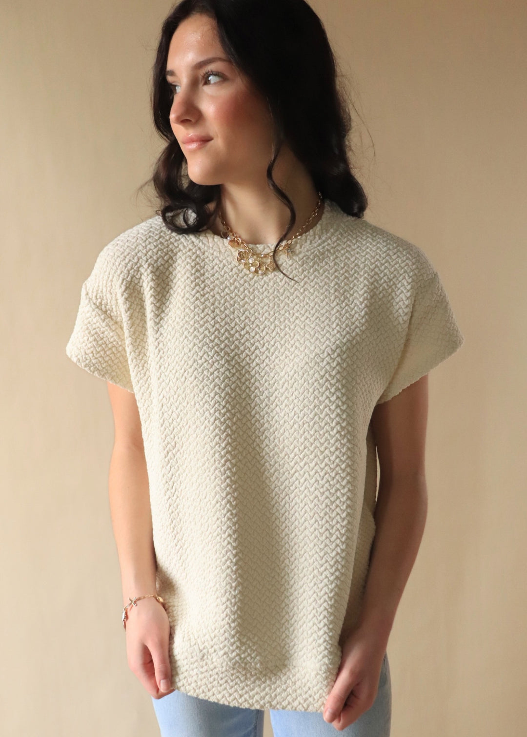Ivy Textured Short Sleeve Top