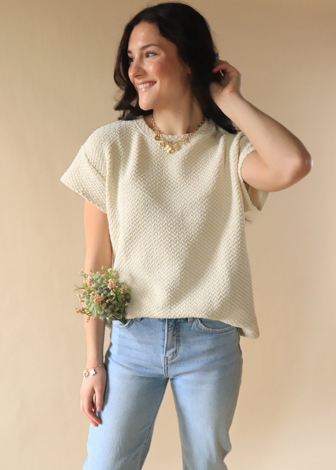 Ivy Textured Short Sleeve Top