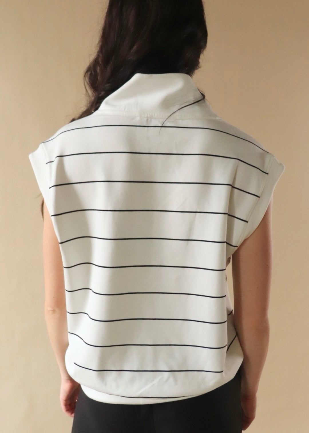 Maya Stripe V-Neck Sleeveless Scuba Top
