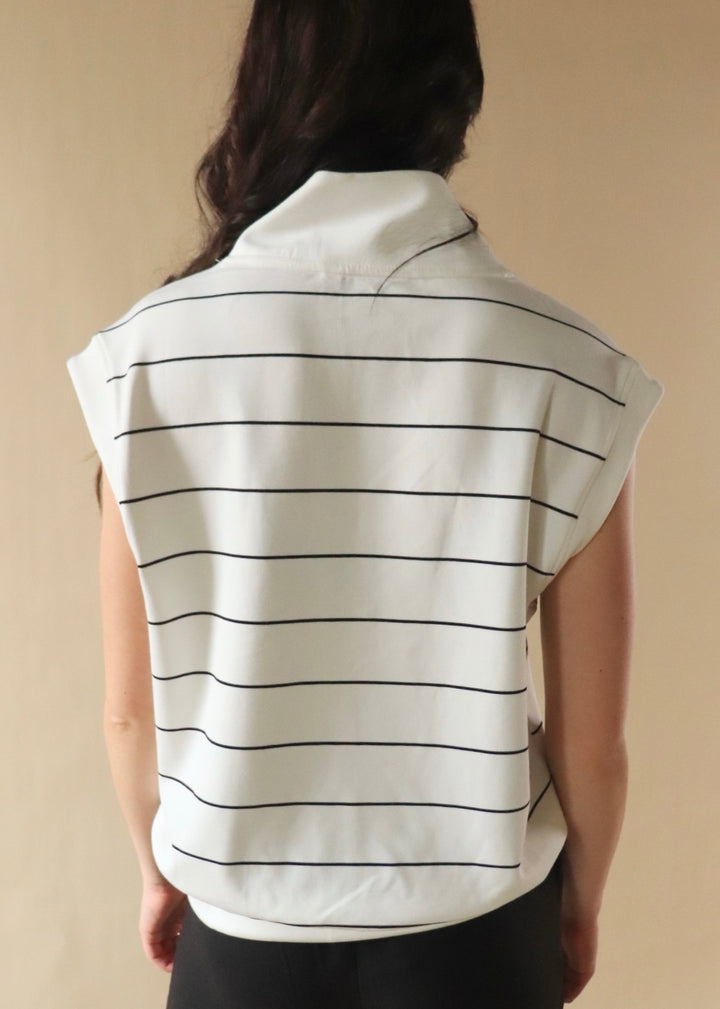 Maya Stripe V-Neck Sleeveless Scuba Top