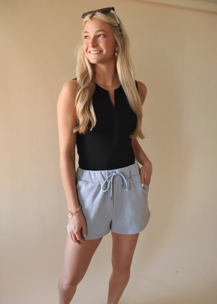 CLEARANCE FINAL SALE Scuba Sleeveless Half-Zip Knit Bodysuit