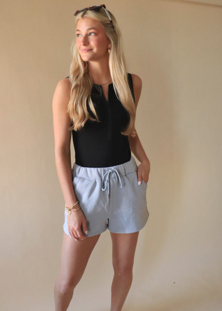 CLEARANCE FINAL SALE Scuba Sleeveless Half-Zip Knit Bodysuit