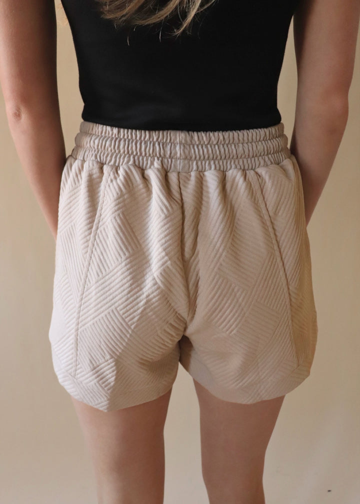 Textured Drawstring Shorts in Ash Mocha