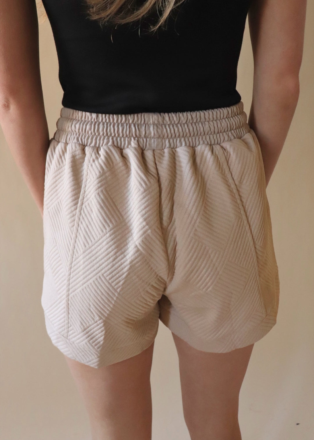 Textured Drawstring Shorts in Ash Mocha