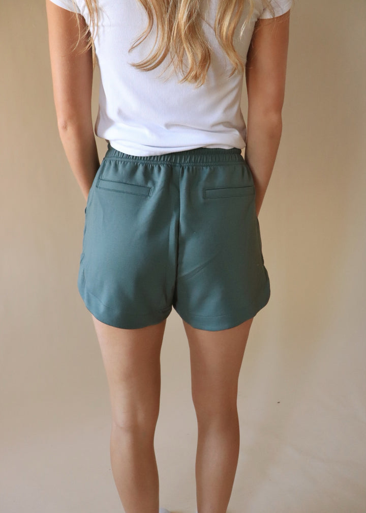 Scuba Elastic Waist Shorts in Dark Forest