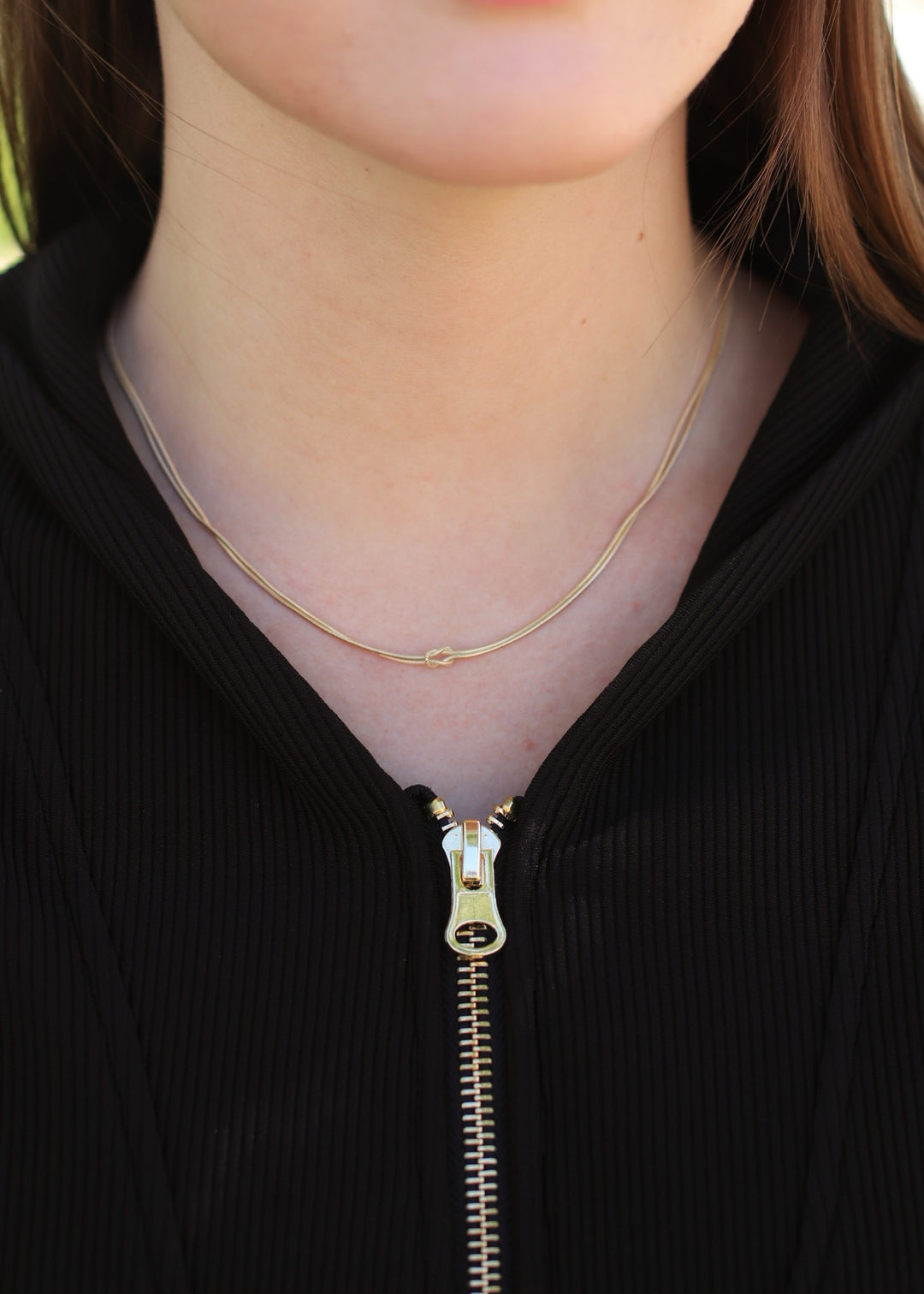 Dainty Metallic Knot Layered Chain Necklace