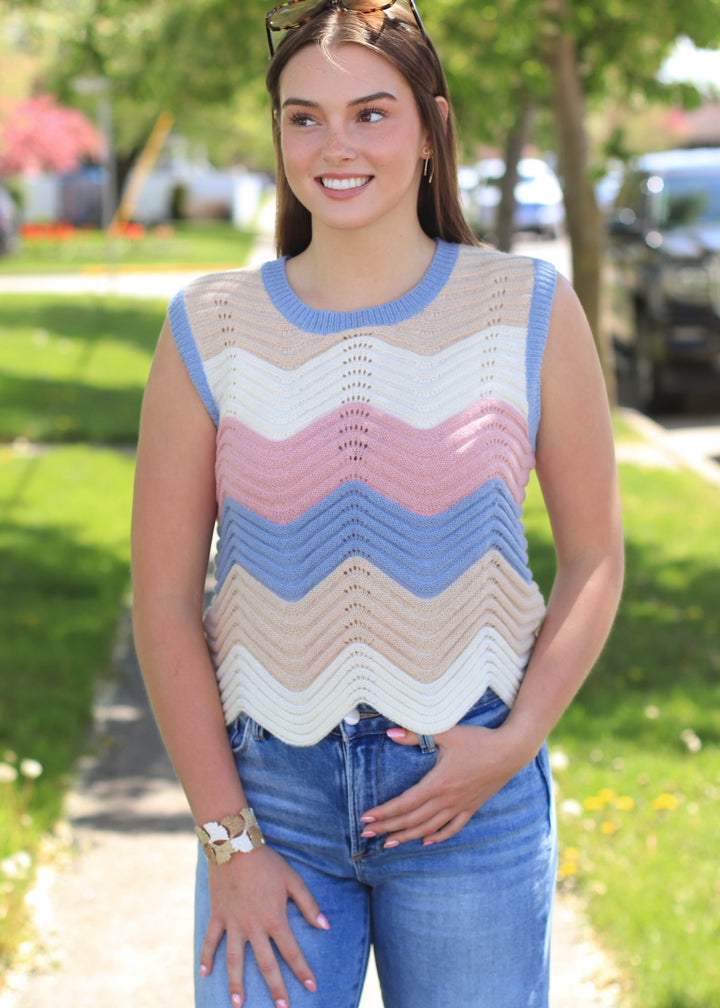 Oatmeal Rose Pointelle Sweater Tank