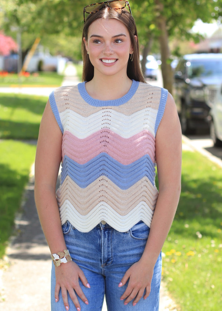 Oatmeal Rose Pointelle Sweater Tank