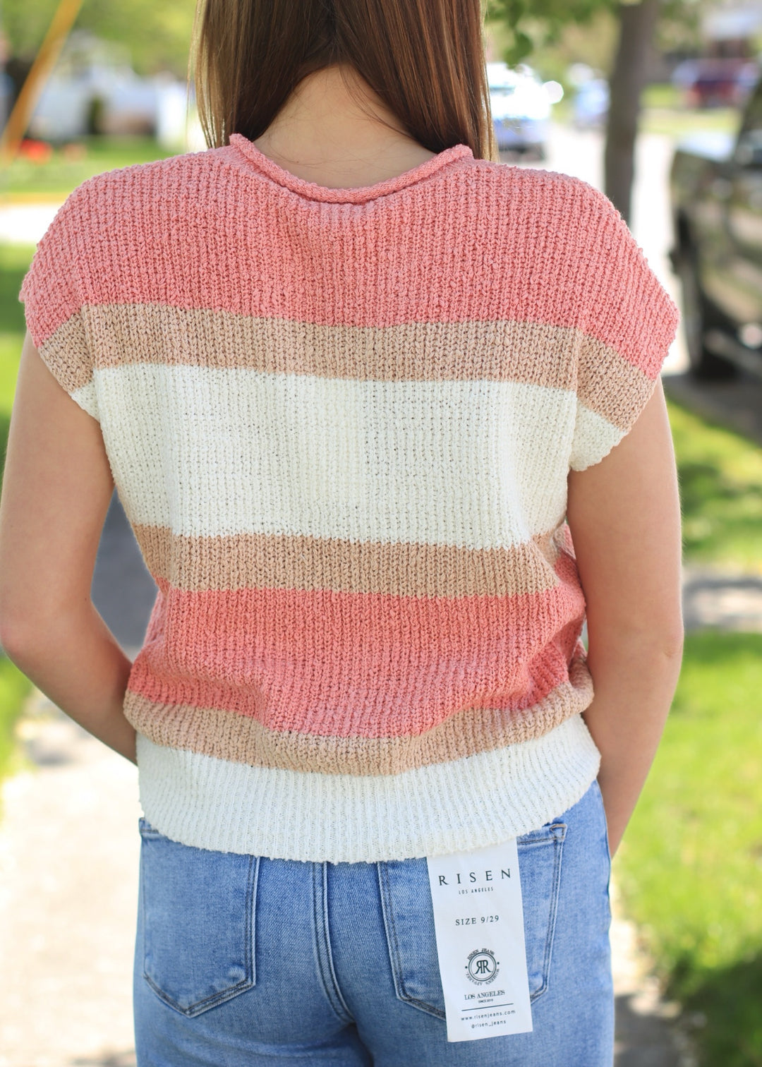 Just Peachy Stripe Sweater Top
