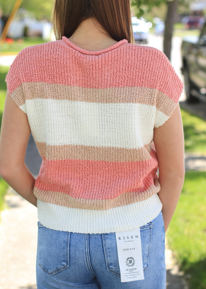 Just Peachy Stripe Sweater Top