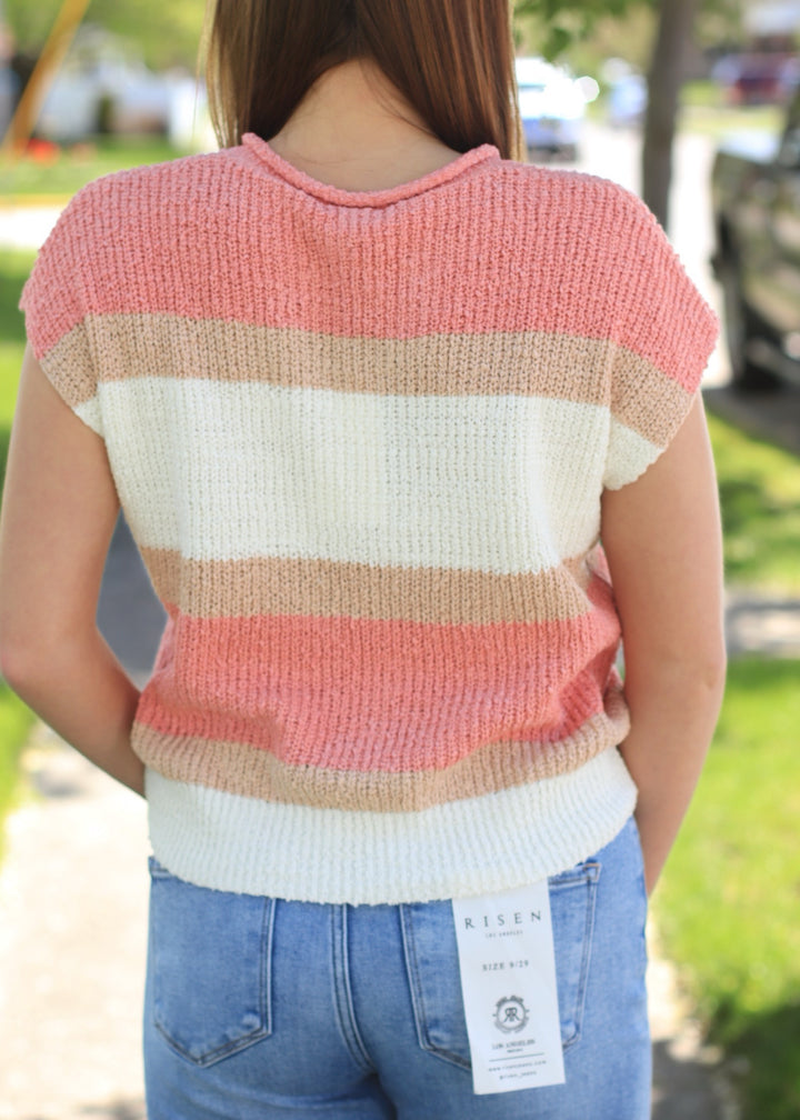 Just Peachy Stripe Sweater Top
