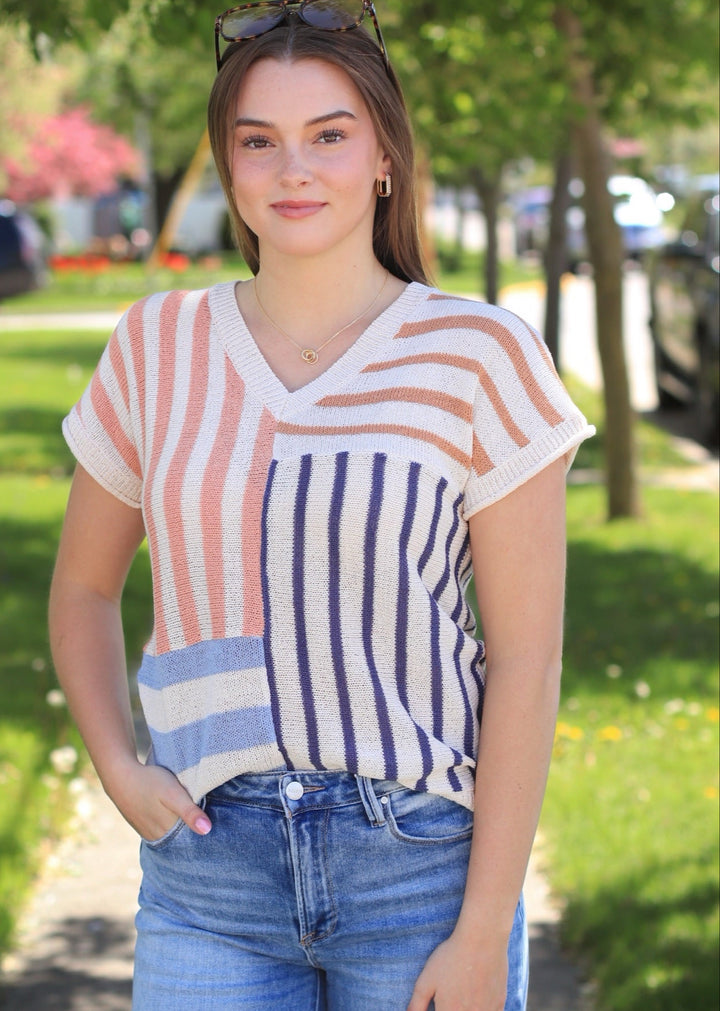 Coastal Glow Multi Stripe Top
