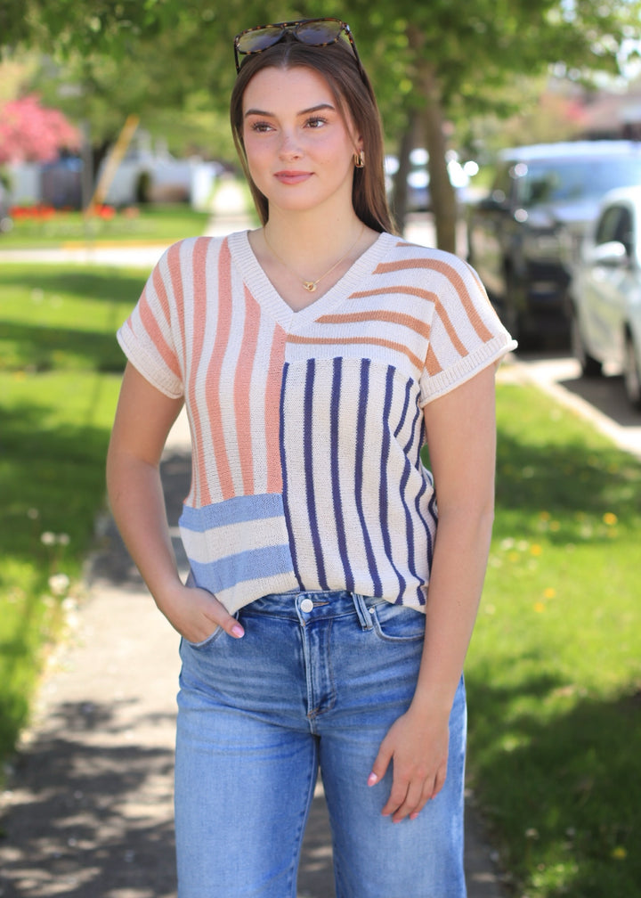 Coastal Glow Multi Stripe Top