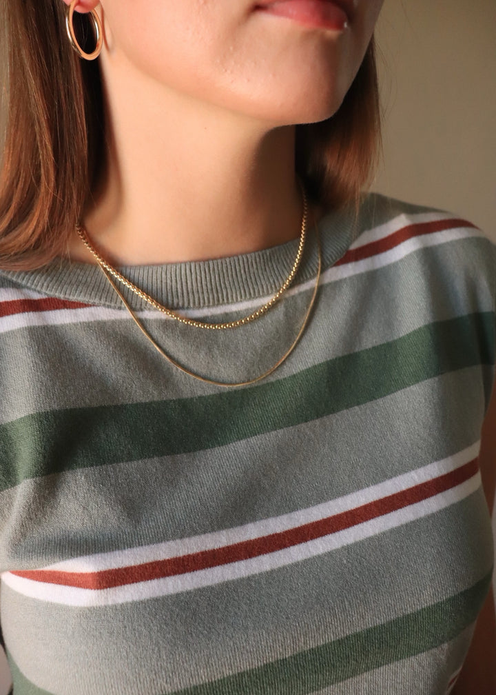 Box And Snake Chain Layered Necklace