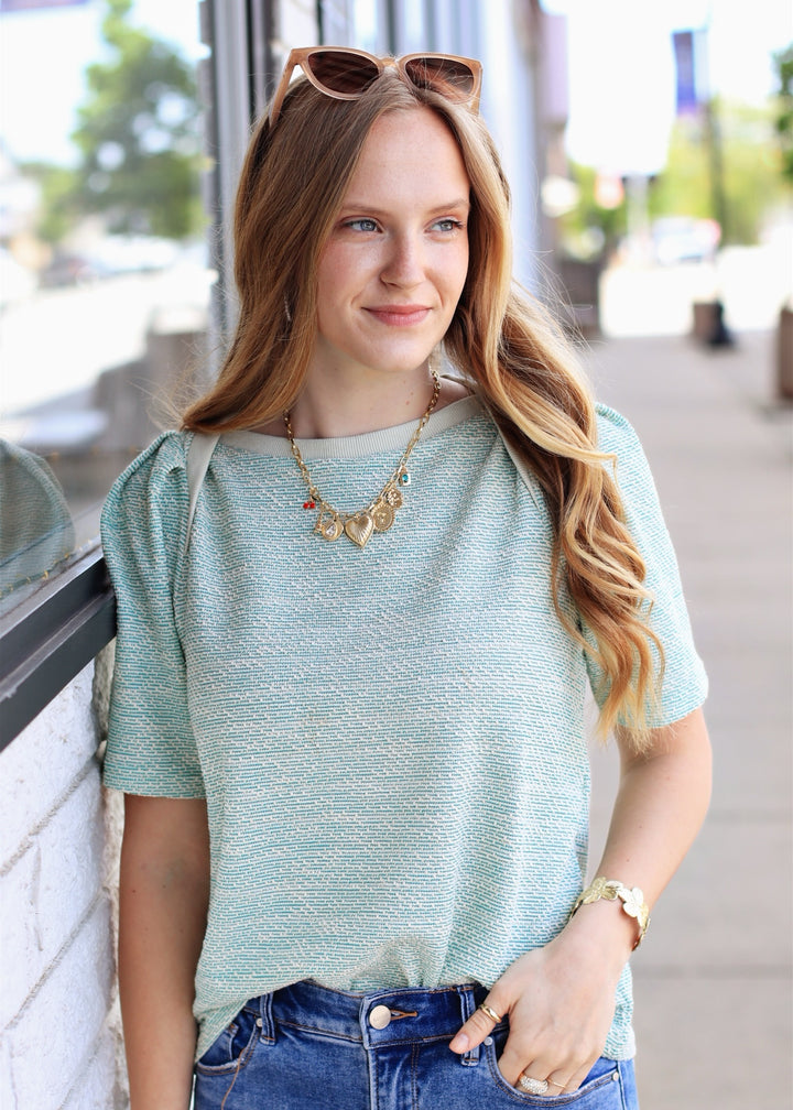 Sage Skies Boucle Textured Top