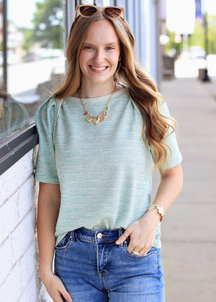 Sage Skies Boucle Textured Top