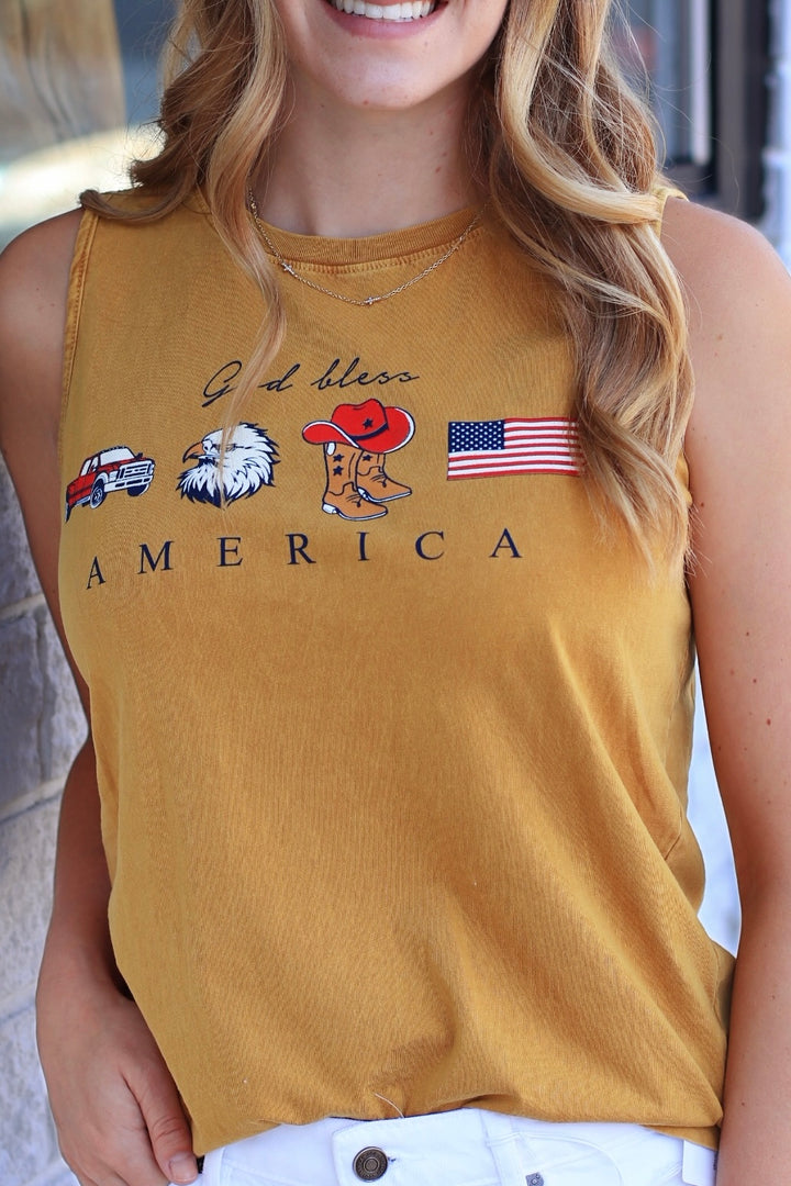 God Bless America Mineral Graphic Tank Top -  Final Sale