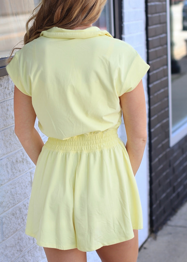 The Ace Romper Dress in Lemon Cream