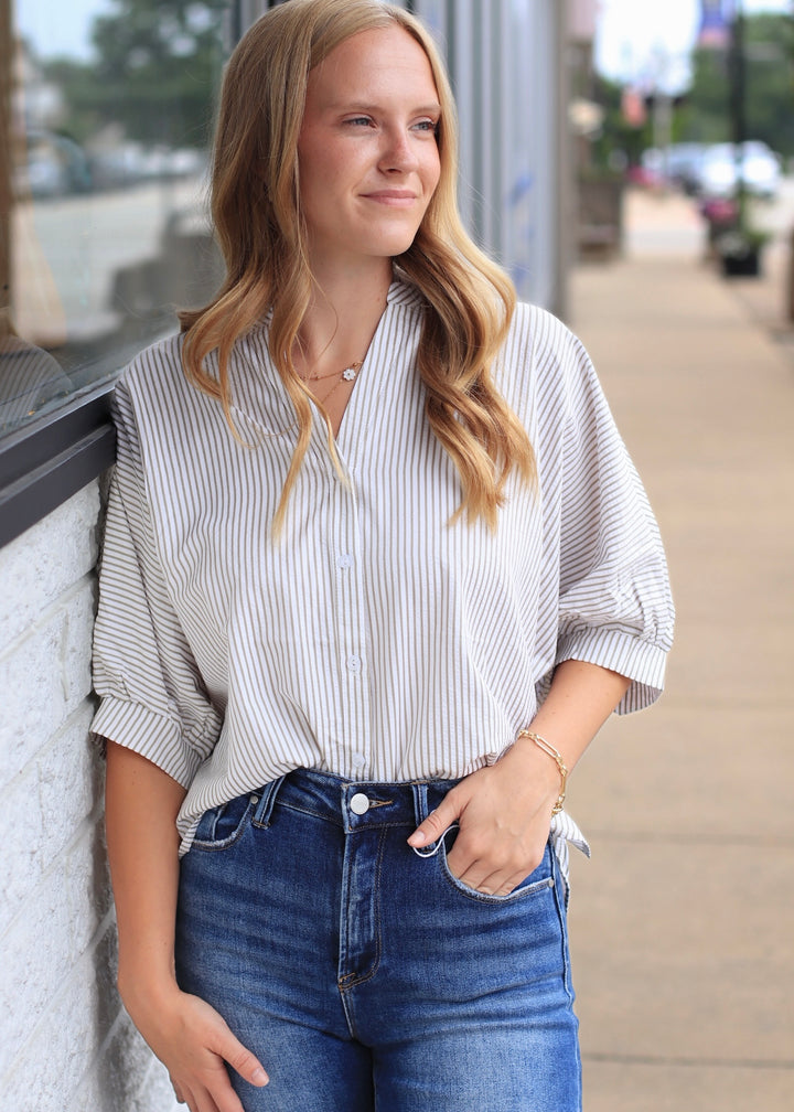 The Sage Seersucker Blouse Top