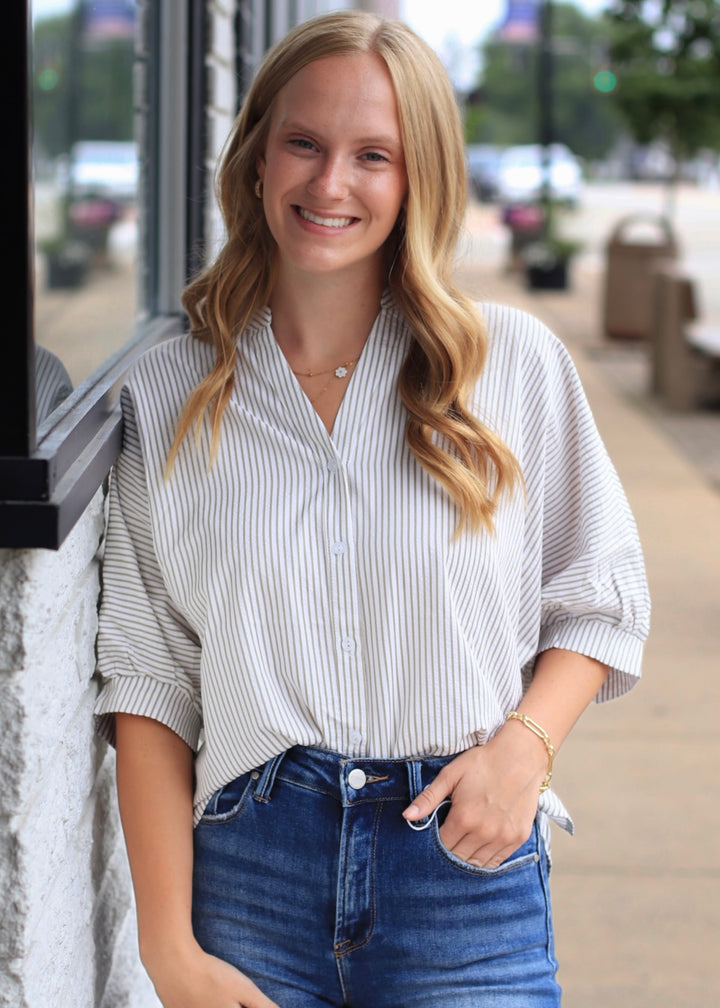 The Sage Seersucker Blouse Top