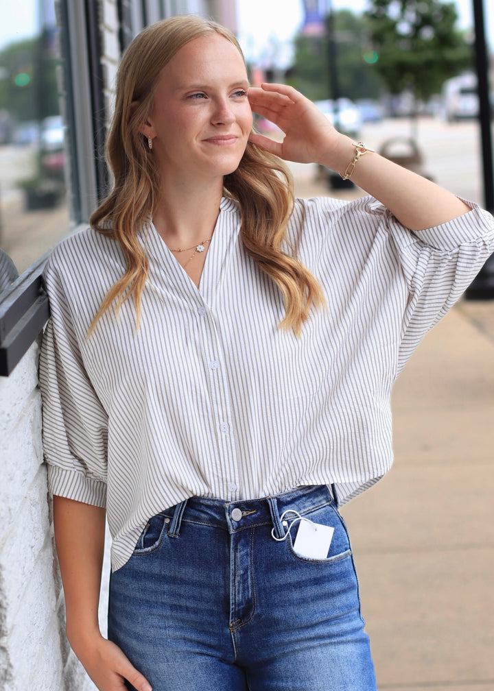 The Sage Seersucker Blouse Top