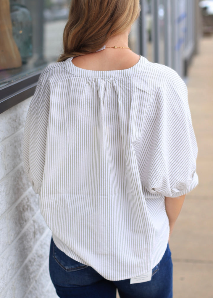 The Sage Seersucker Blouse Top