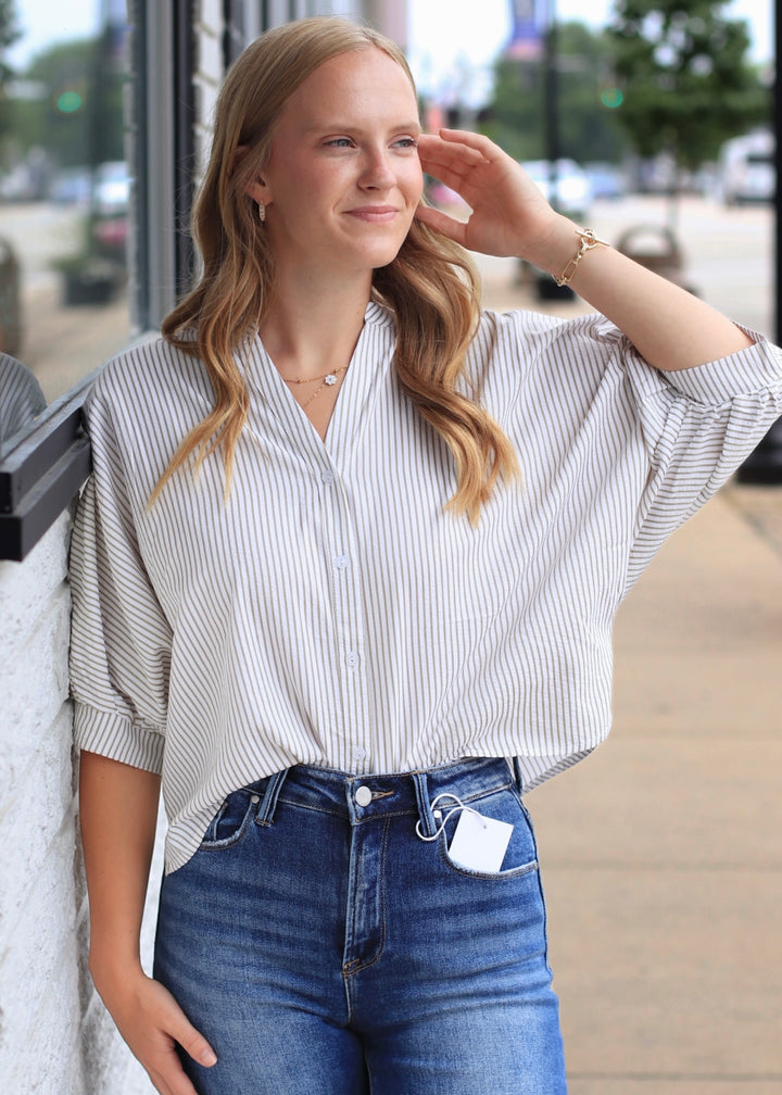 The Sage Seersucker Blouse Top
