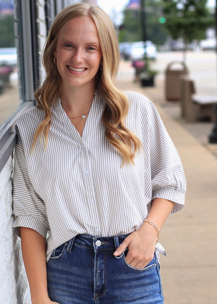 The Sage Seersucker Blouse Top