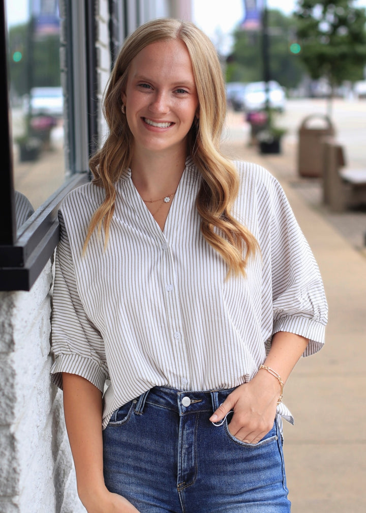 The Sage Seersucker Blouse Top