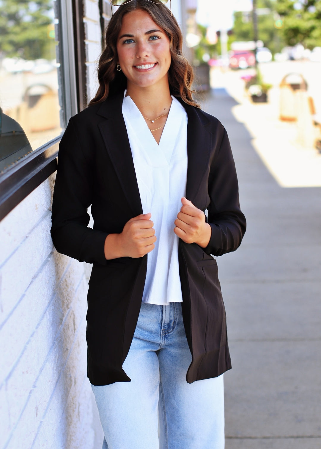 The Blake Ruched Blazer in Black