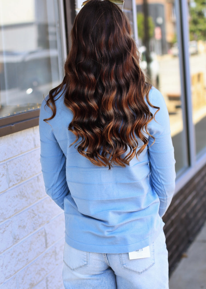 The Haven Pintuck Pullover in Light Blue