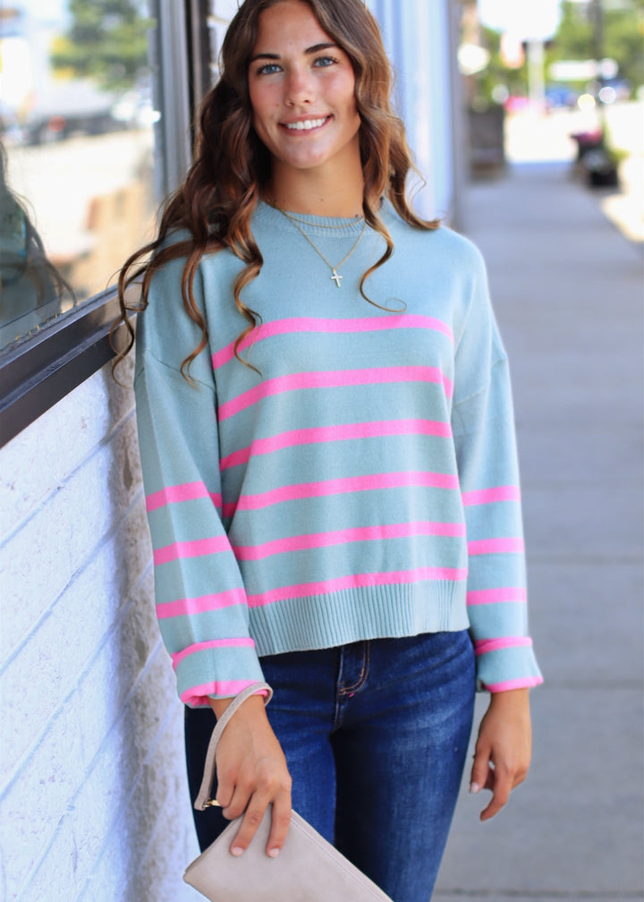 Rosemary & Raspberry Striped Sweater