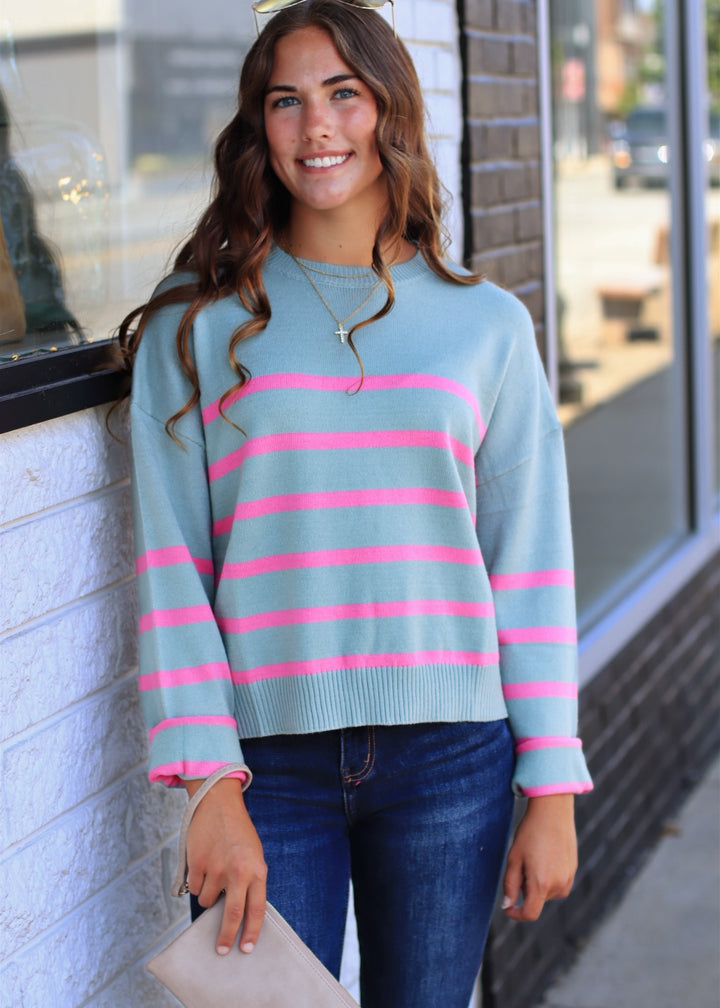 Rosemary & Raspberry Striped Sweater