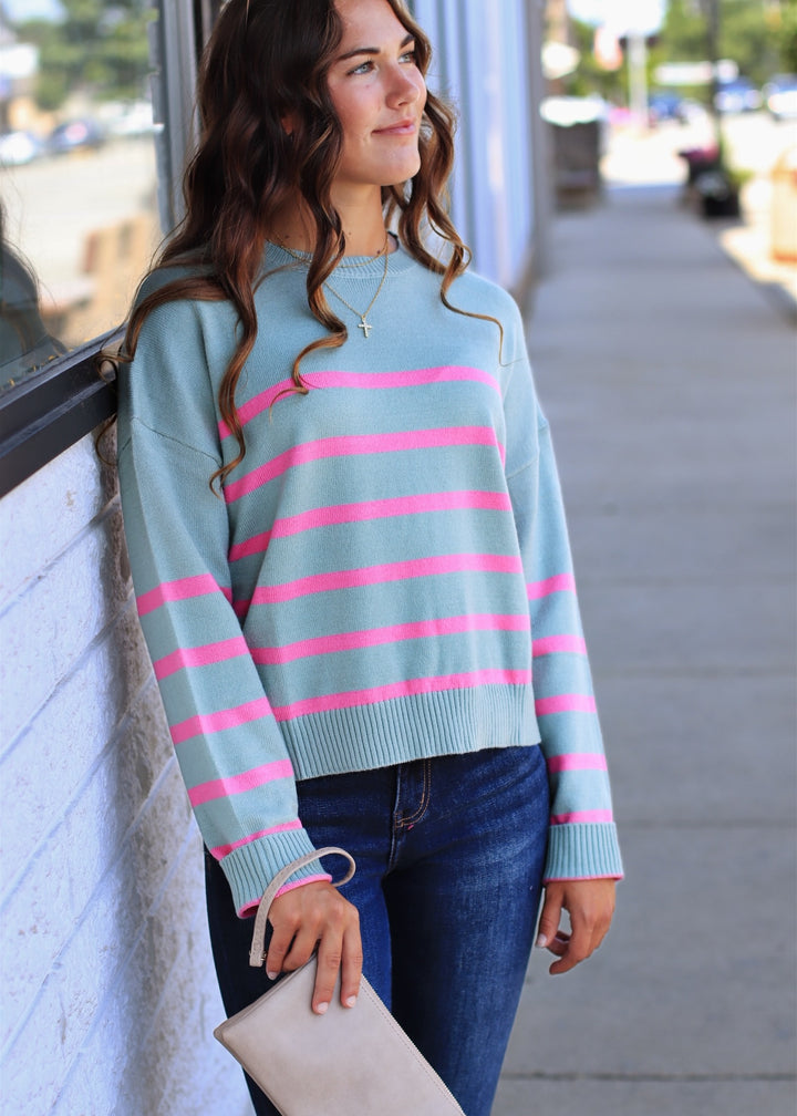 Rosemary & Raspberry Striped Sweater