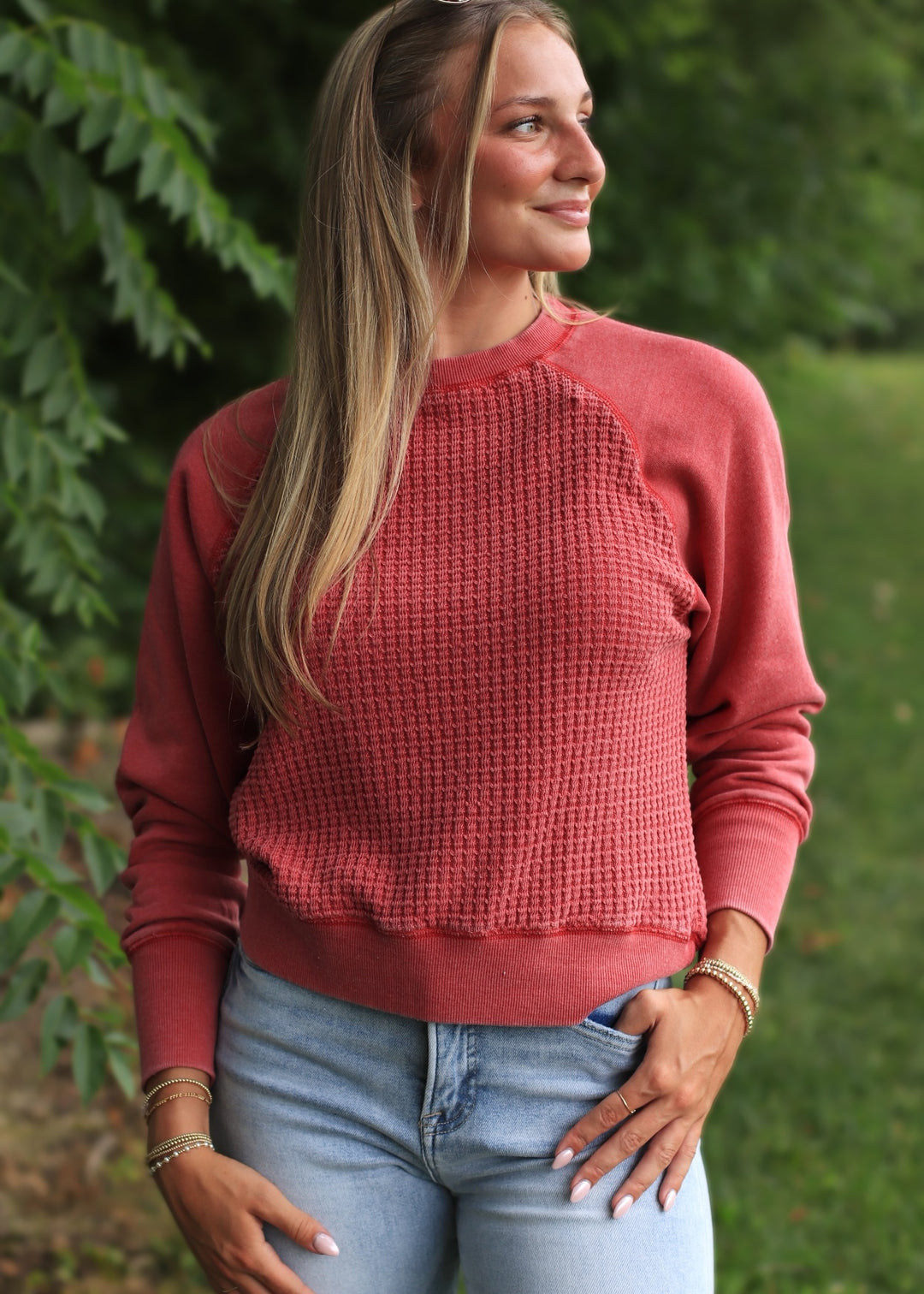 The Hearthside Pullover in Garnet Red