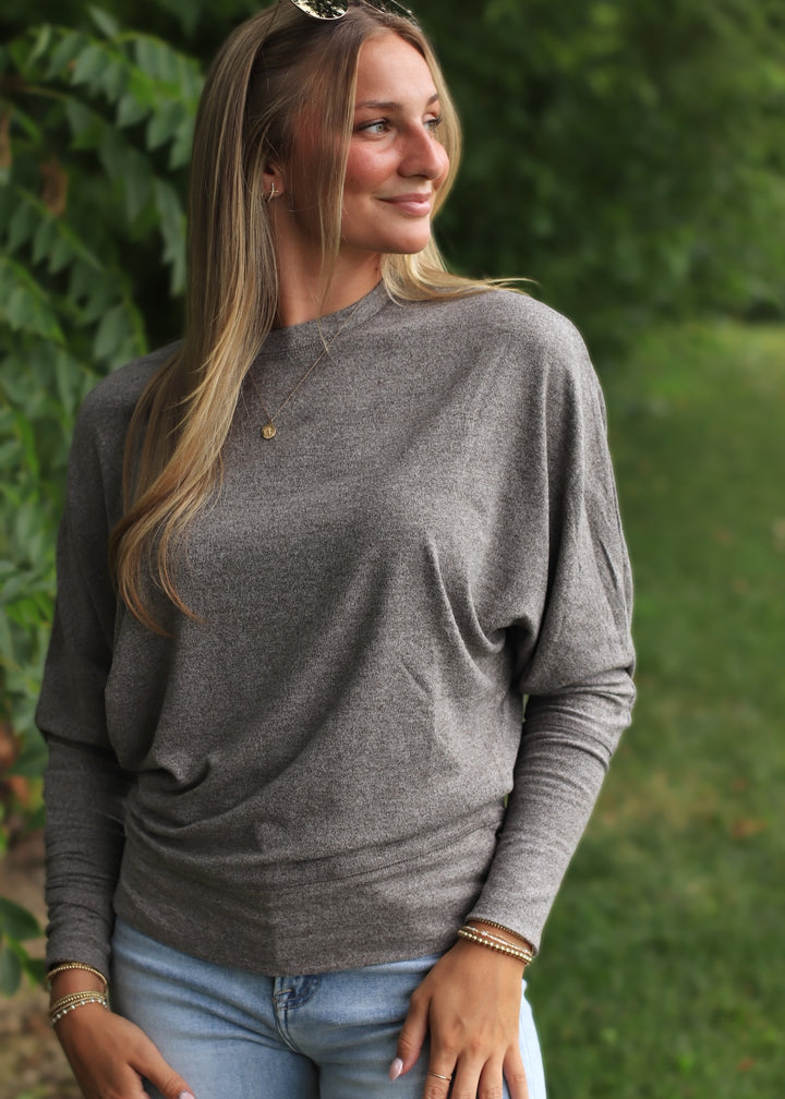 Drape Dolman Top in Olive