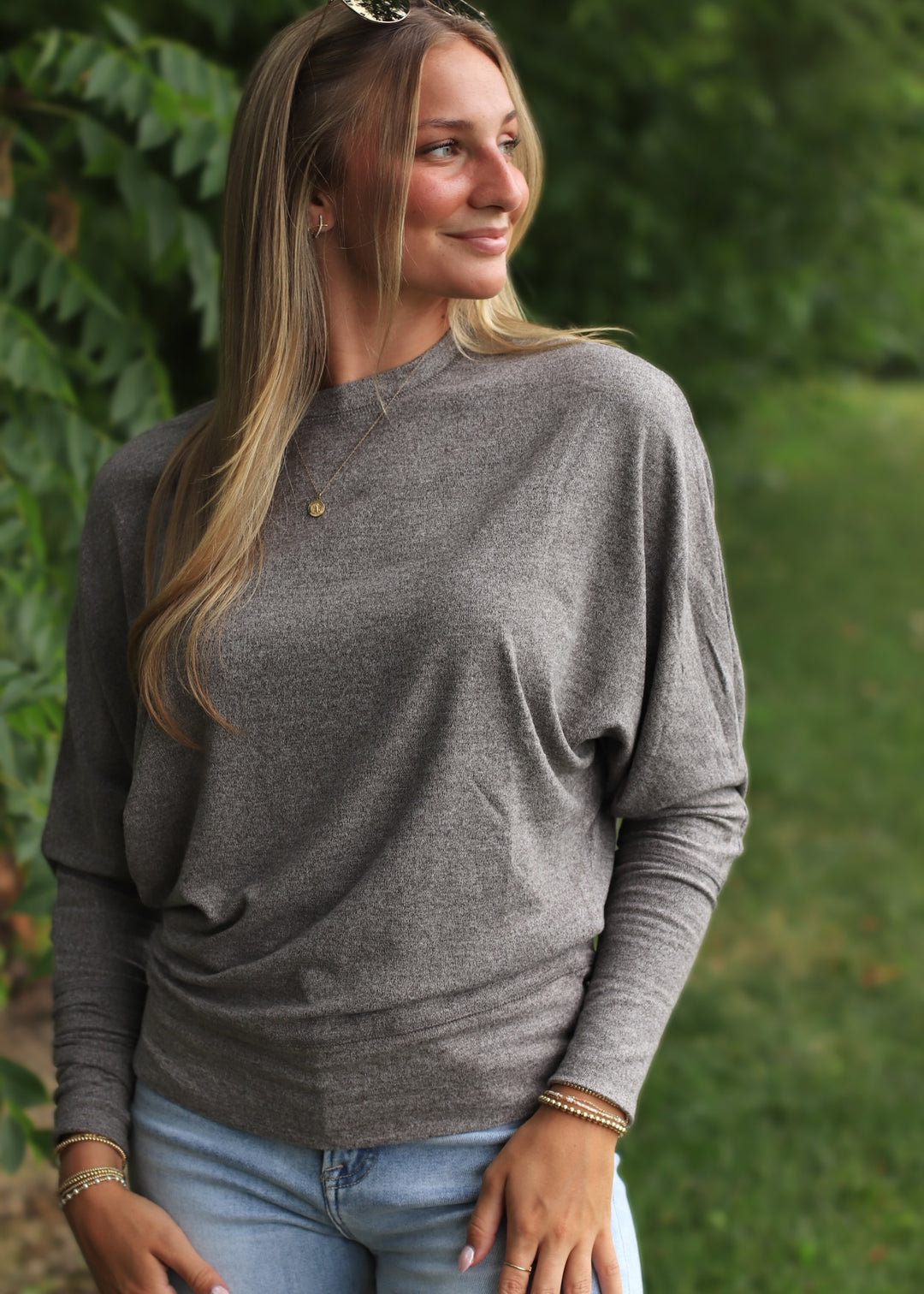 Drape Dolman Top in Olive