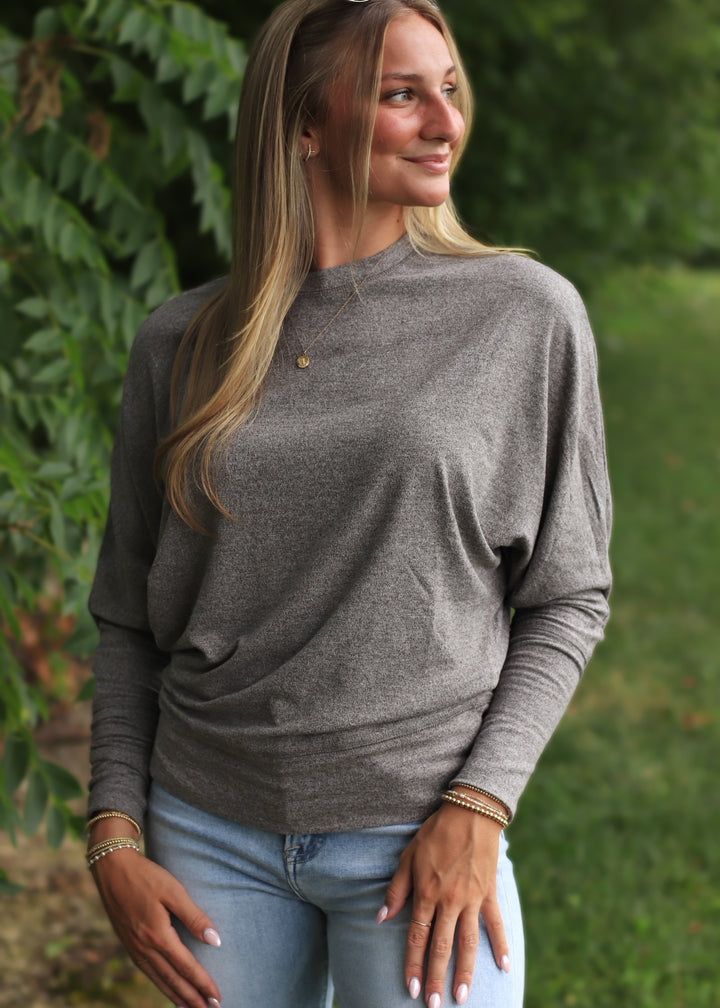 Drape Dolman Top in Olive